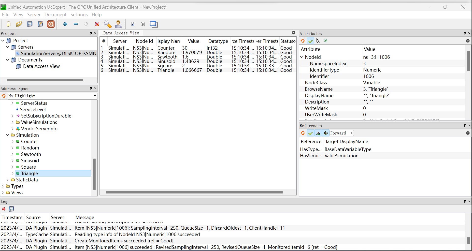Prosys Simulation Server 连接示例 Neuron 文档 6597